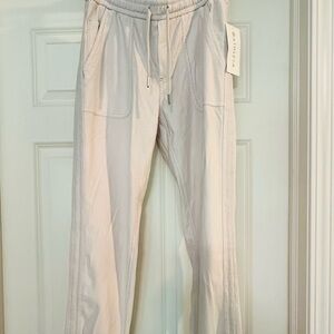 Athleta White Track Pants with Tie Waist and Relaxed Fit